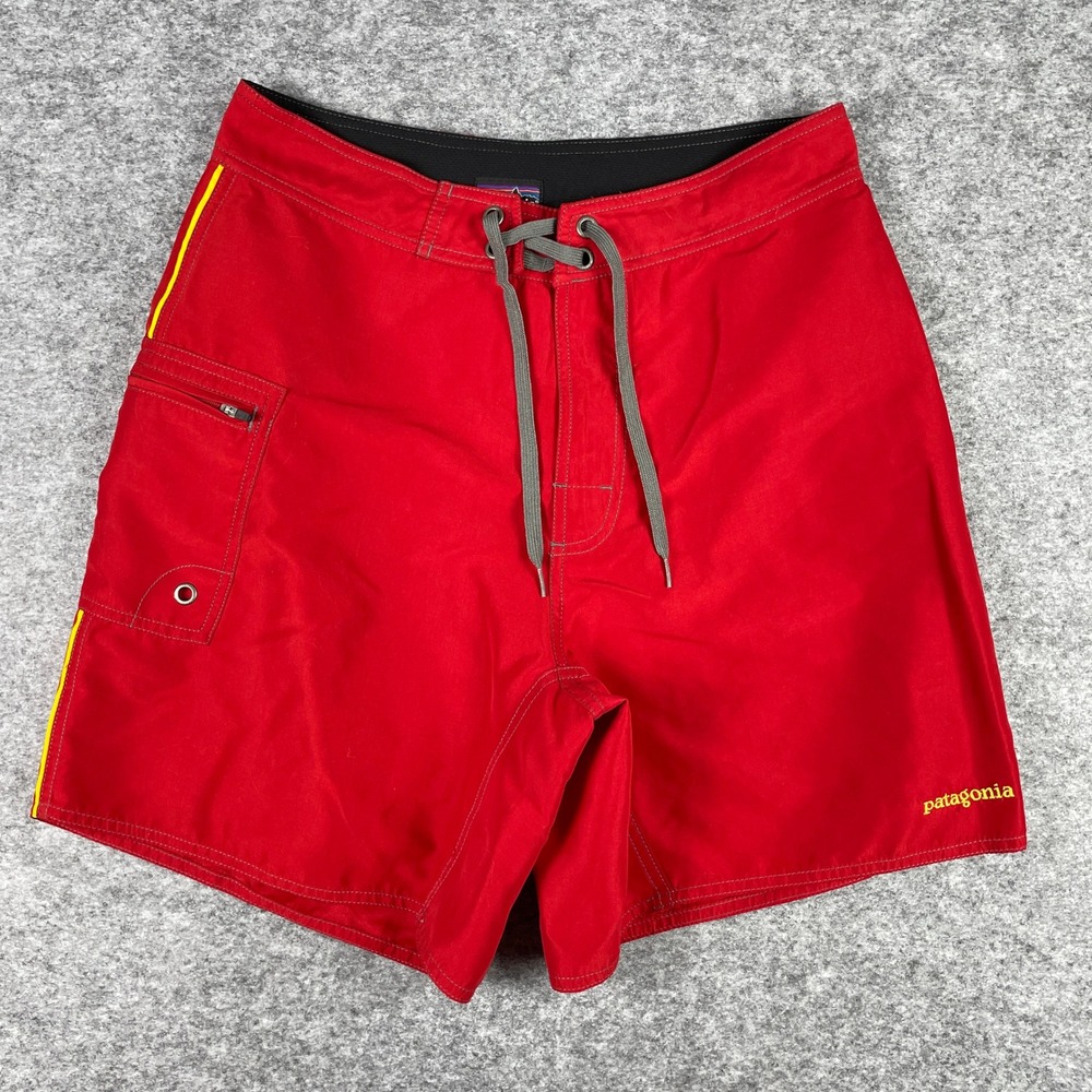 Patagonia Board Shorts Mens 31 Red Wavefarer Trim Swim Trunks Outdoor